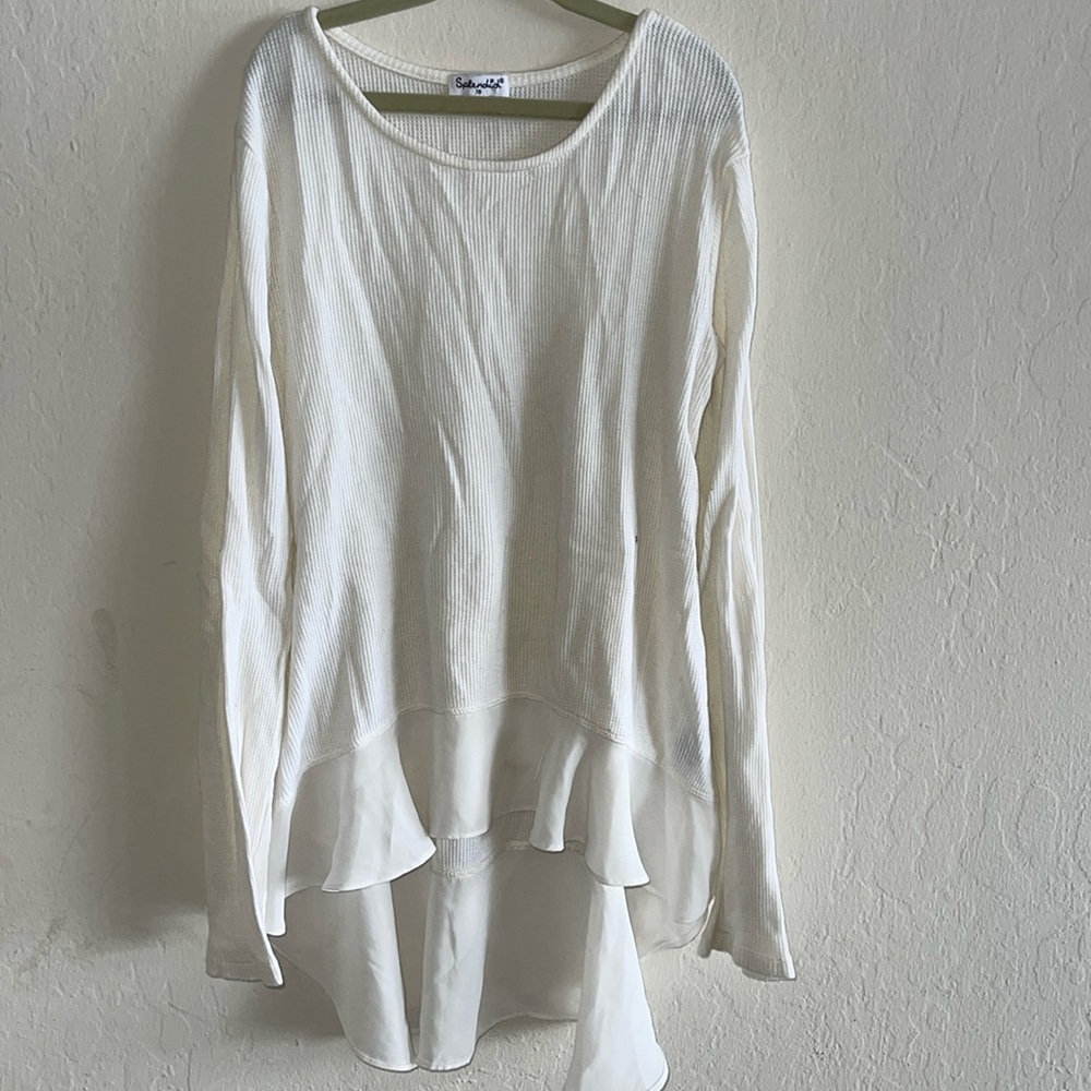 White Splendid soft cotton long sleeve top